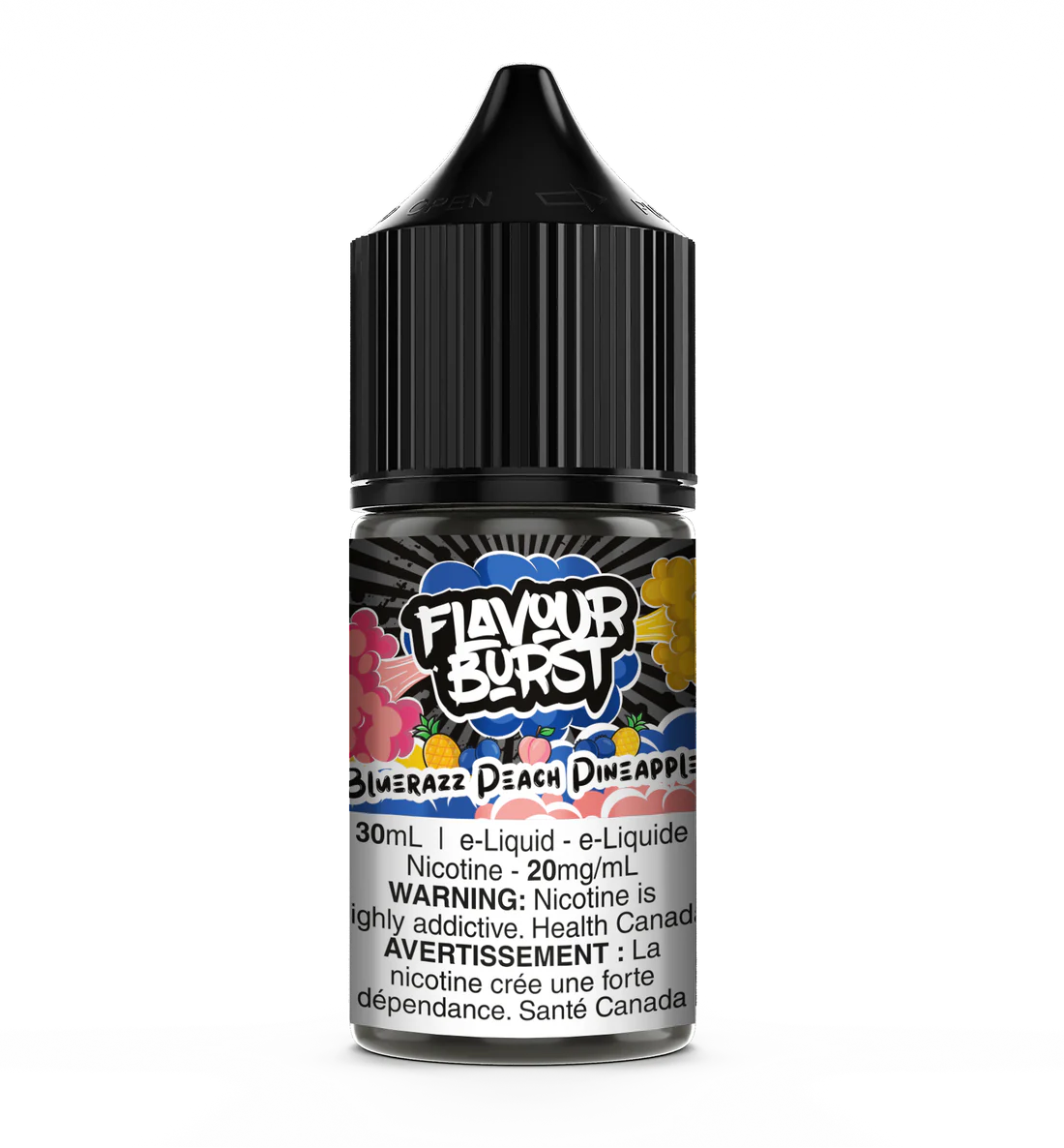 Flavour Burst E-Liquid Salts 20mg/30mL - Bluerazz Peach Pineapple