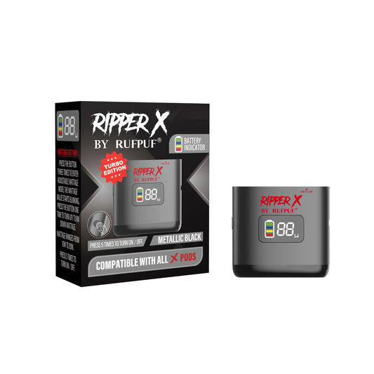 RUFPUF RIPPER X  METALLIC BLACK BATTERY RED LOGO