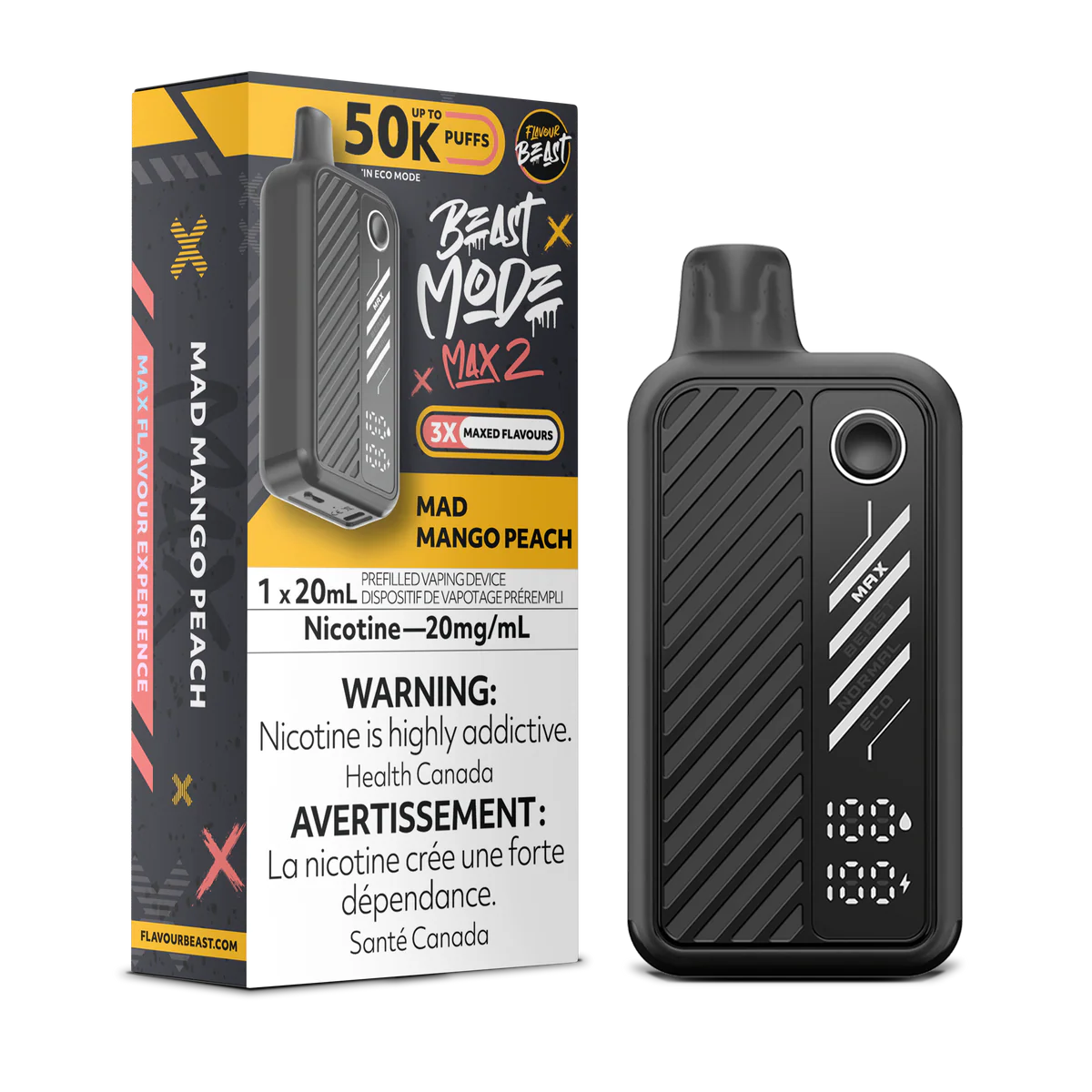 Flavour Beast Beast Mode Max2 50K Disposable - Mad Mango Peach